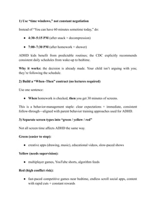 Screen Time Limits for ADHD Kids: Structure Without Constant Conflict | PDF