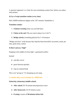 Screen Time Limits for ADHD Kids: Structure Without Constant Conflict | PDF