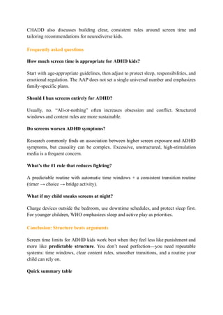 Screen Time Limits for ADHD Kids: Structure Without Constant Conflict | PDF
