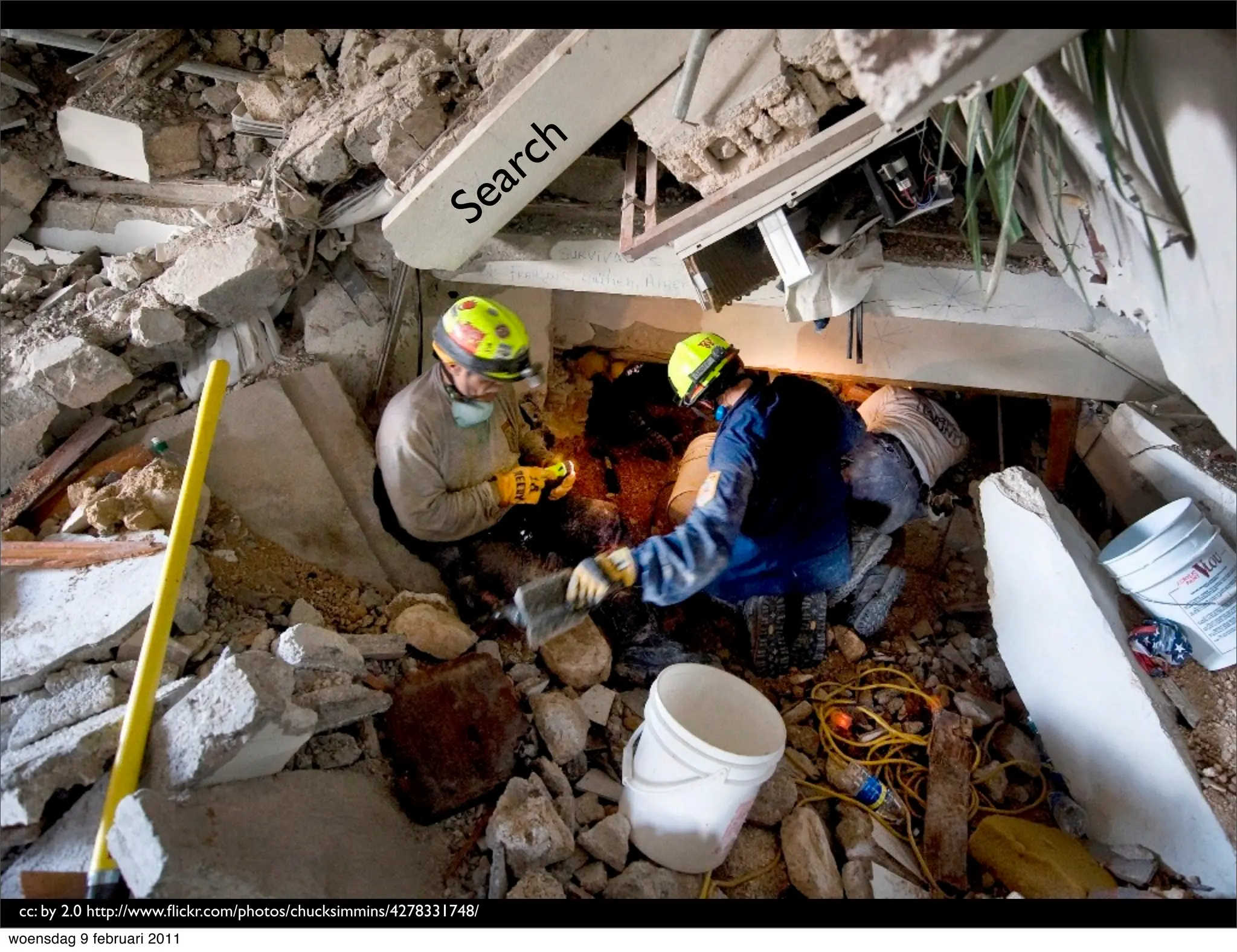 ch
                                                                   e ar
                                                              S




 cc: by 2.0 http://www.ﬂickr.com/photos/chucksimmins/4278331748/
woensdag 9 februari 2011
 