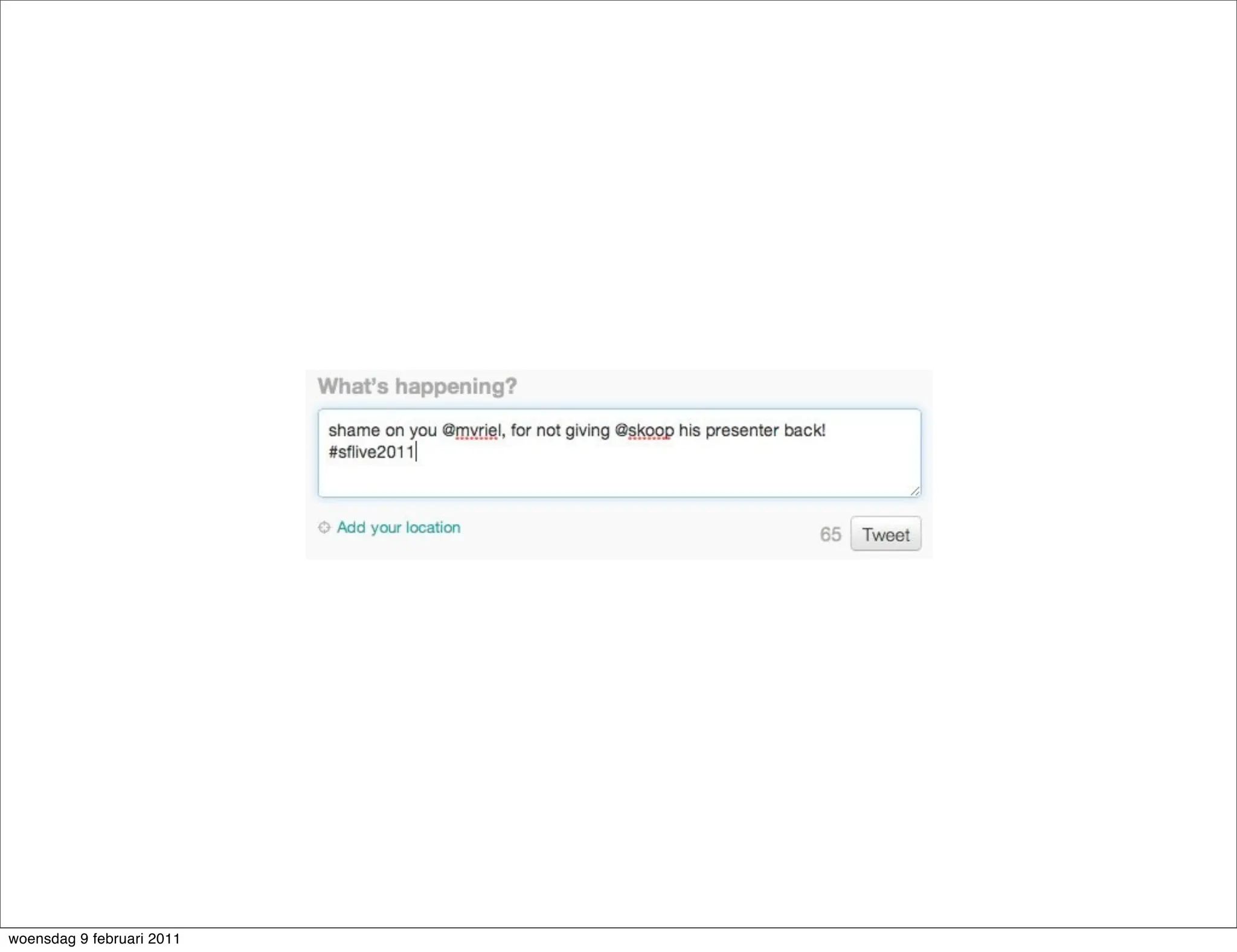 woensdag 9 februari 2011
 