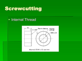 Screwcutting
 Internal Thread
 