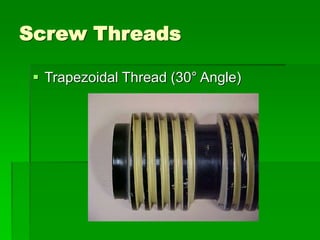 Screw Threads
 Trapezoidal Thread (30° Angle)
 