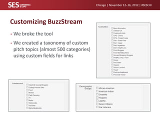 Chicago | November 12–16, 2012 | #SESCHI




Customizing BuzzStream
•   We broke the tool
•   We created a taxonomy of cus...