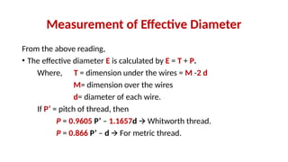 Screw Thread Measurements 2.pptx fir mechanical engineering | PPTX