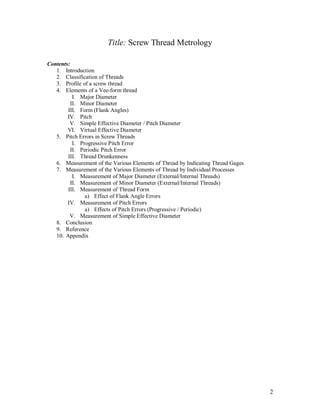 Thread Report Examples Screw threadreport | PDF