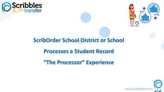 ScribOrder School District or School
Processes a Student Record
“The Processor” Experience
 