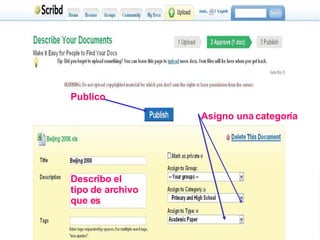 Describo el tipo de archivo que es Asigno una categoría Publico 
