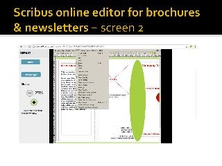 Scribus online editor for brochures & newsletters