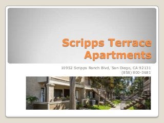 Scripps Terrace
Apartments
10952 Scripps Ranch Blvd, San Diego, CA 92131
(858) 800-3681

 