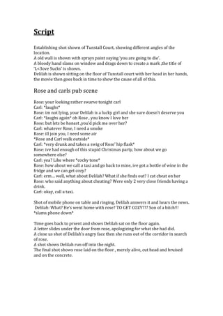 Script
Establishing shot shown of Tunstall Court, showing different angles of the
location.
A old wall is shown with spray...