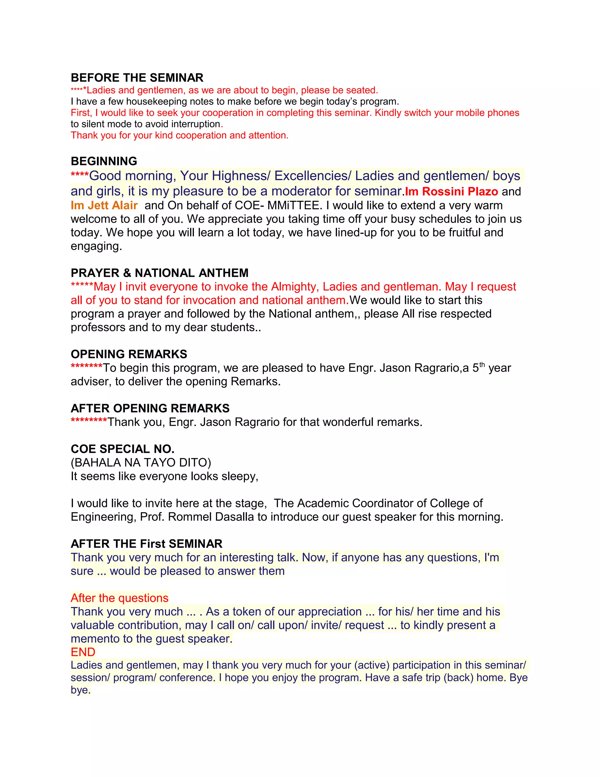 Emcee Script | DOC