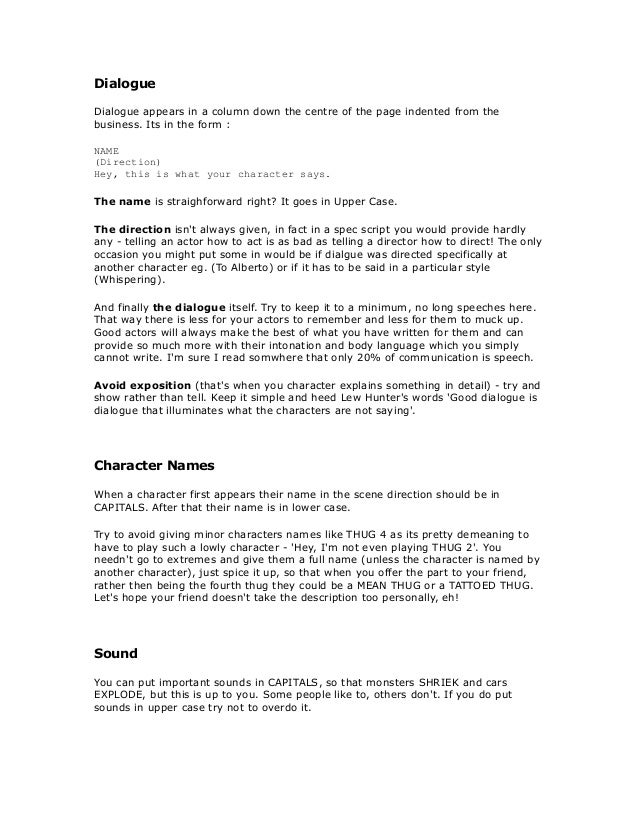 Script Layout Handout