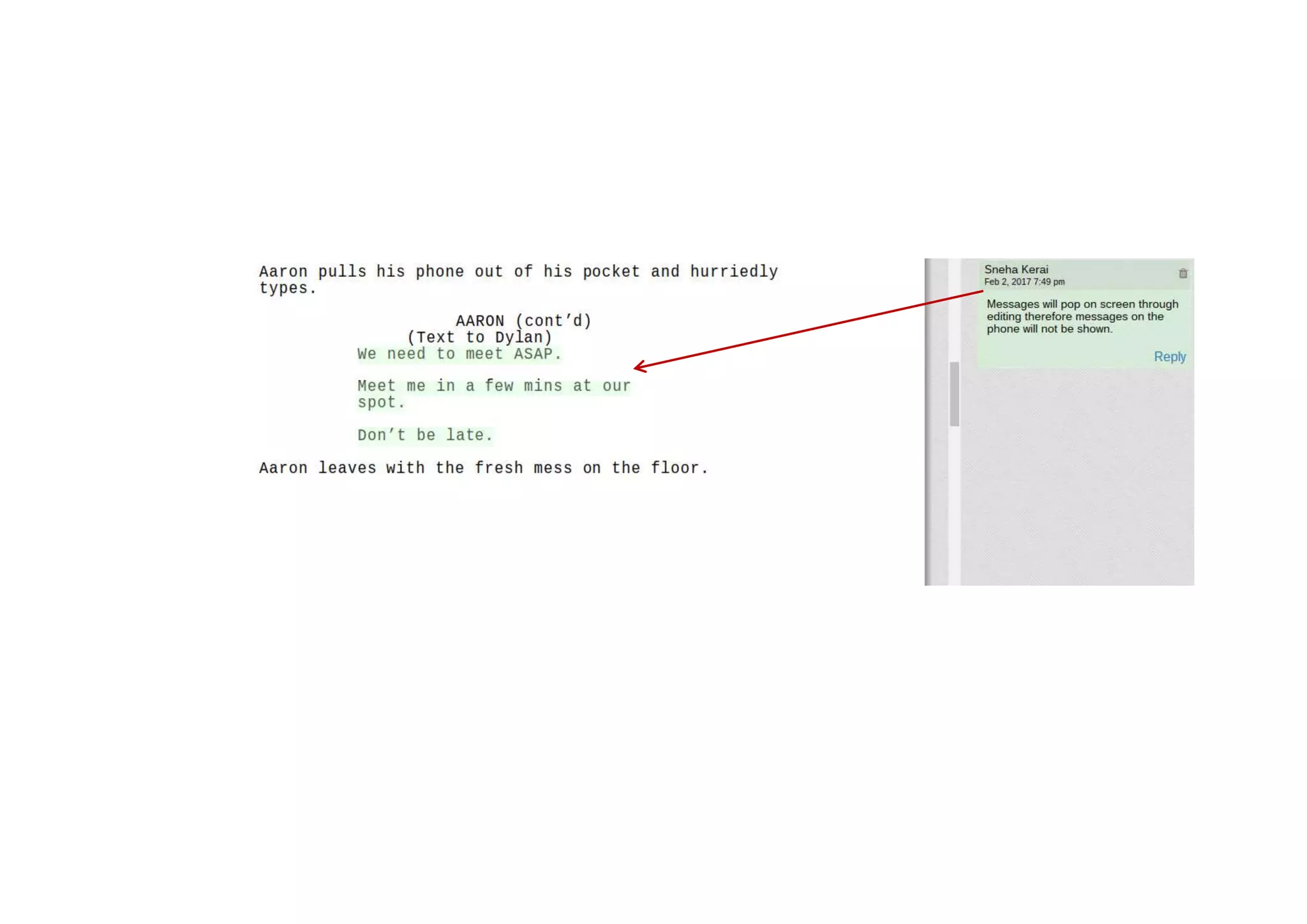 Script-blocking Production Designer Sneha