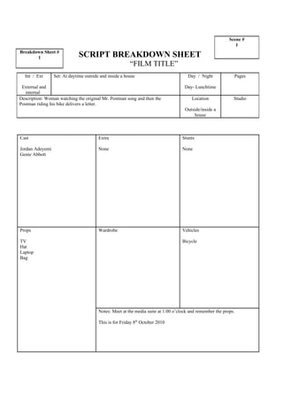 Script+breakdown+sheet | PDF