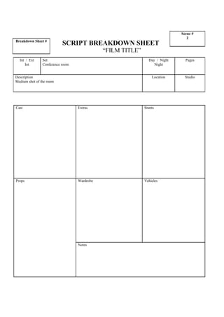 Script Breakdown Sheet2 | PDF