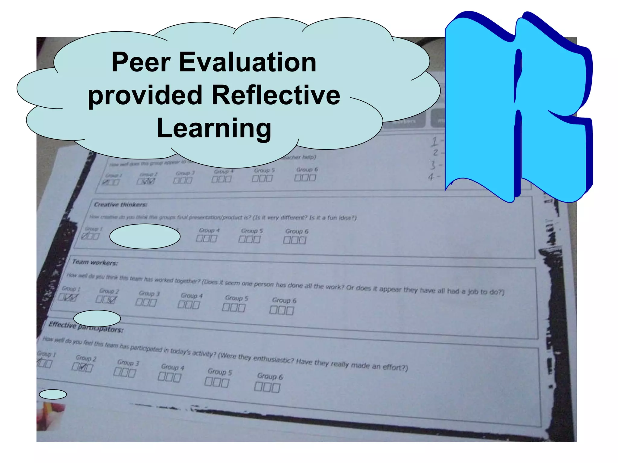 Peer Evaluation provided Reflective Learning R 