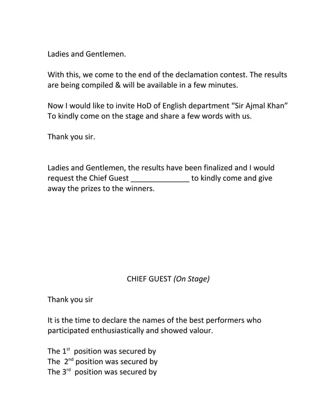 Declamation Contest Script for Moc