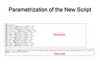 Parametrization of the New Script
Parameters
Data Loop
 