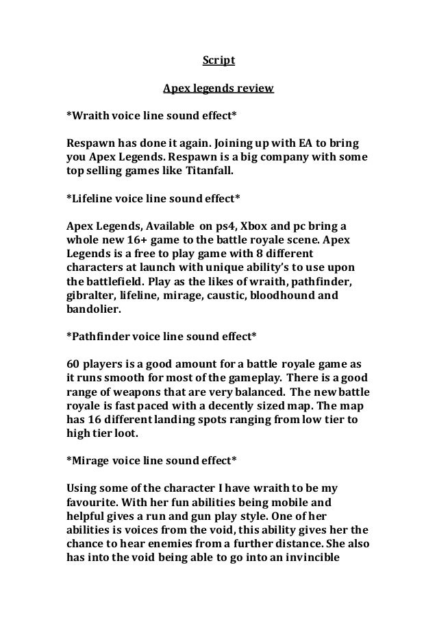 Script For Apex Legends Review