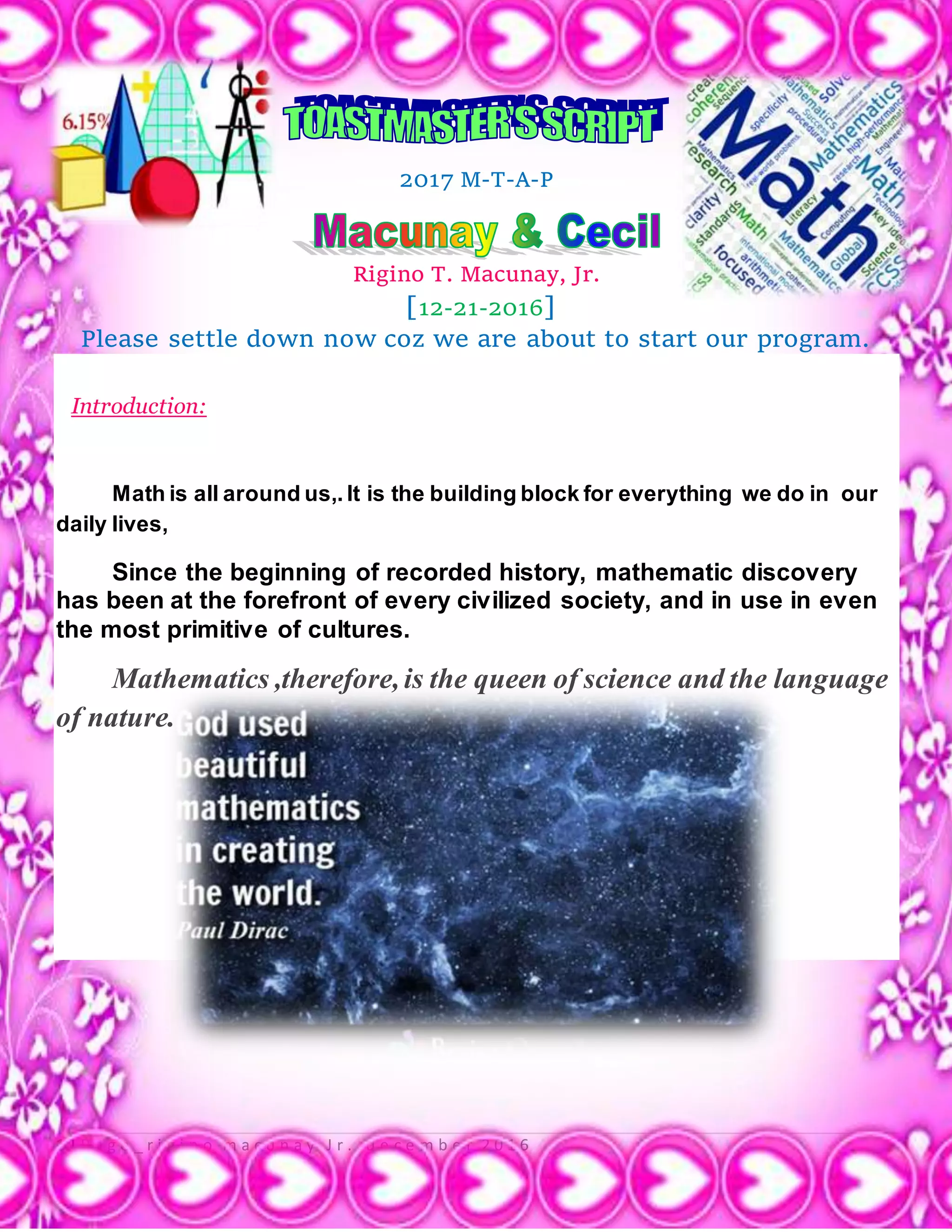 Script for mtap | DOCX