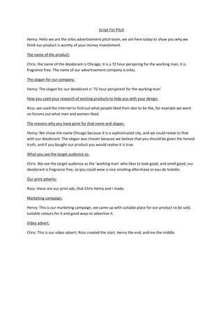 Script for pitch | PDF