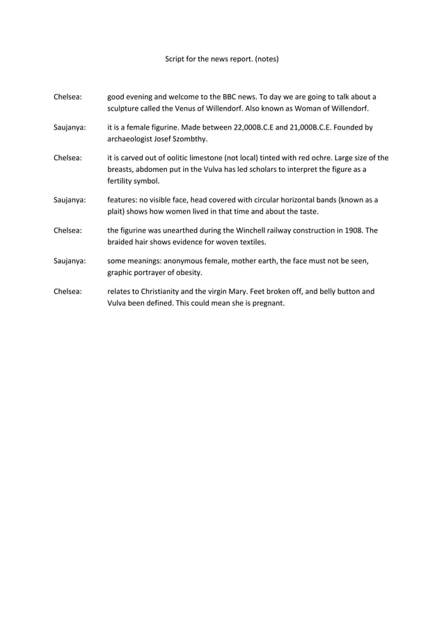 Script for the news report | PDF
