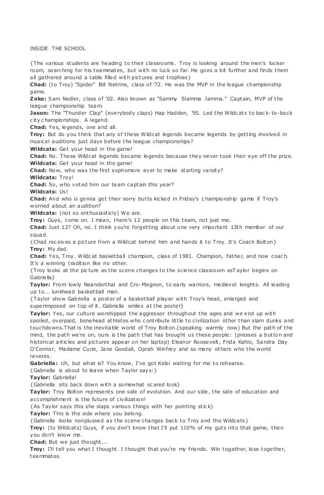 Script High School Musical Script High School Musical