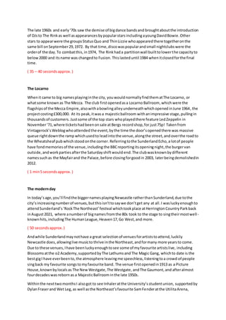 The late 1960s and early‘70s saw the demise of bigdance bandsand broughtaboutthe introduction
of DJsto The Rinkas well asa...