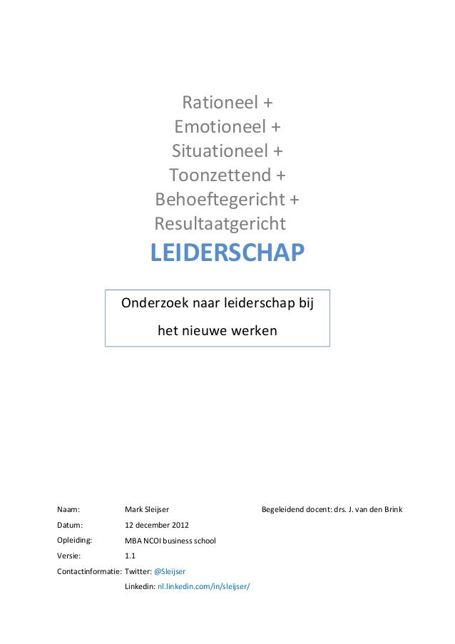 Scriptie het nieuwe werken en leiderschap