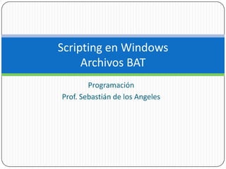 Scripting en Windows
Archivos BAT
Programación
Prof. Sebastián de los Angeles

 