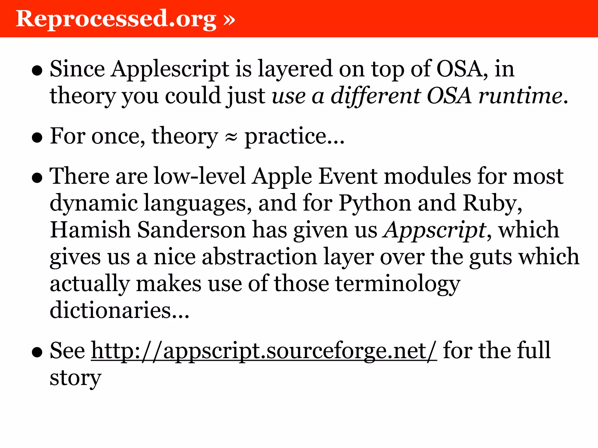 Scripting OS X with Applescript, without Applescript