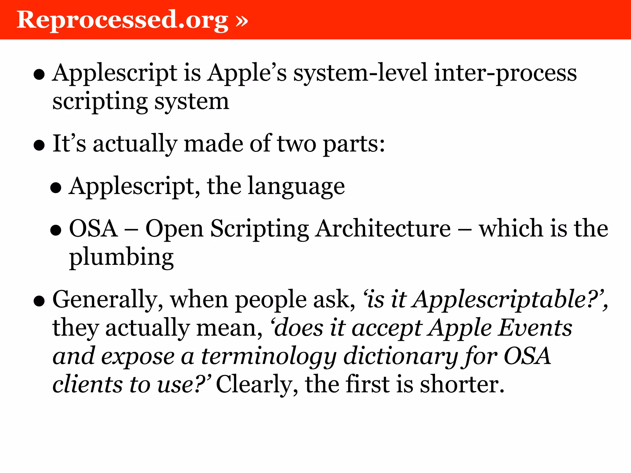 Scripting OS X with Applescript, without Applescript