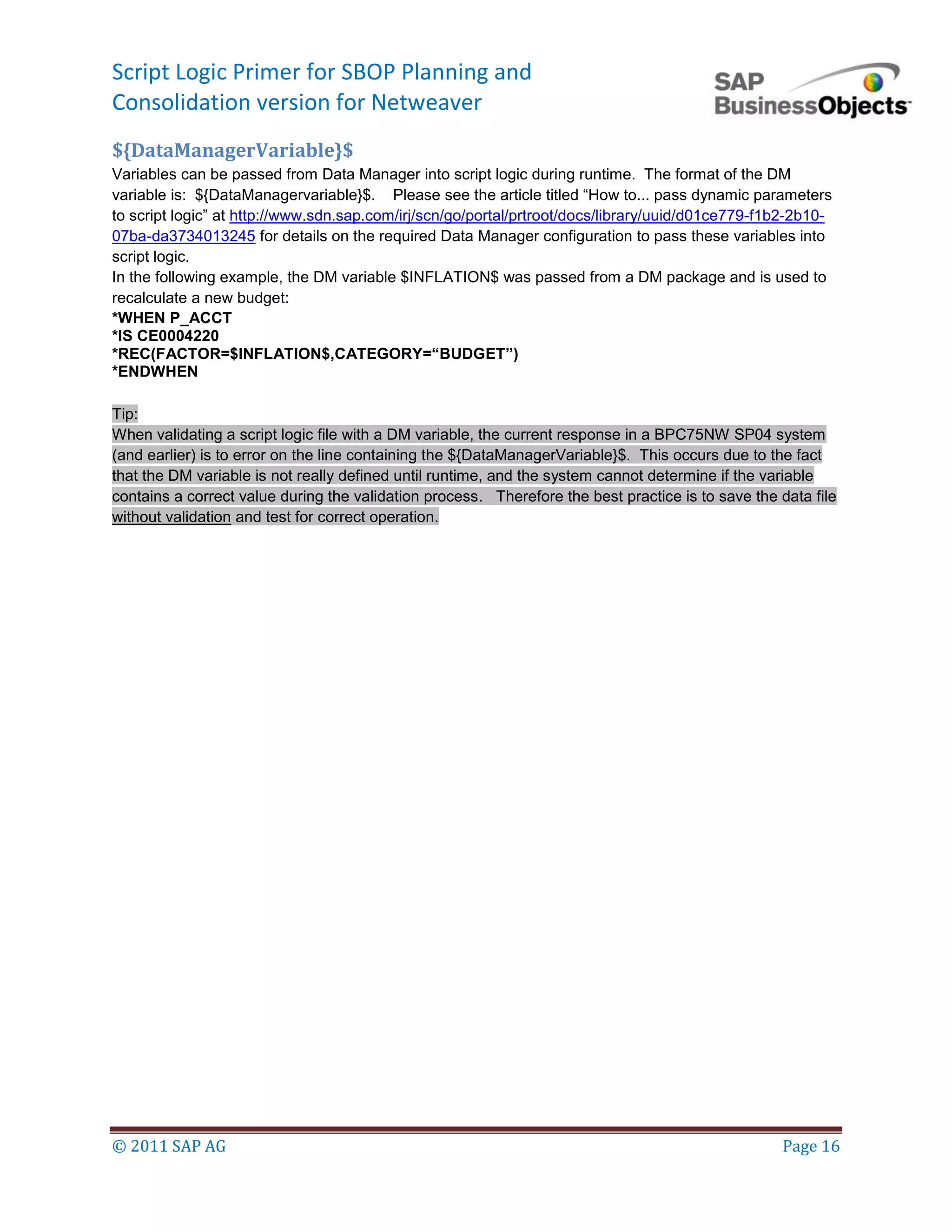 Script logic primer-bpc_nw | PDF