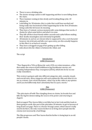Thor 2 Script Script and notes | DOCX