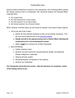 Script presiding officer | DOCX