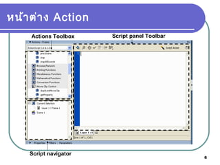 6
หน้าต่าง Action
Actions Toolbox
Script navigator
Script panel Toolbar
 
