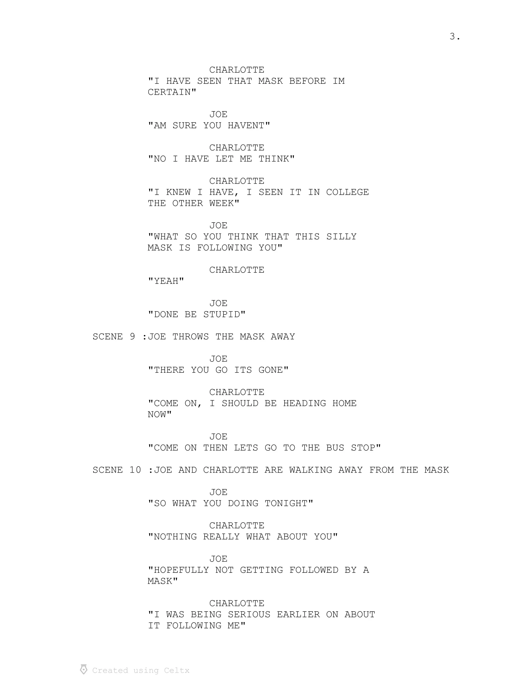 Script short film year 2 | PDF