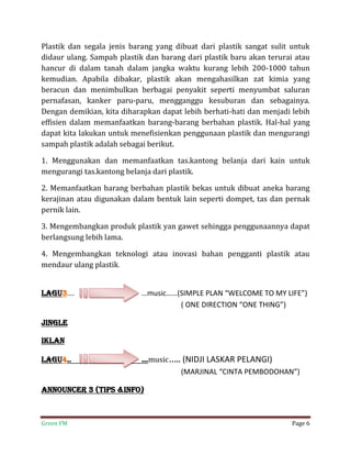 Script siaran radio Green FM | PDF