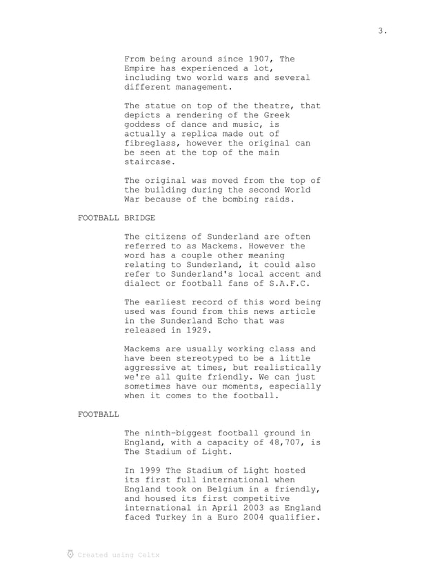 Script Sunderland Documentary Pdf