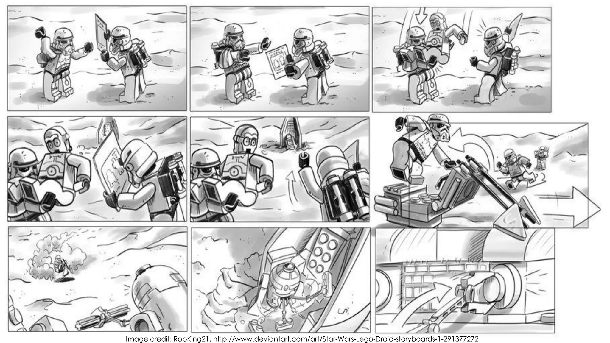 Image credit: RobKing21, http://www.deviantart.com/art/Star-Wars-Lego-Droid-storyboards-1-291377272
 