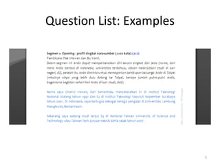 Question List: Examples




                          5
 