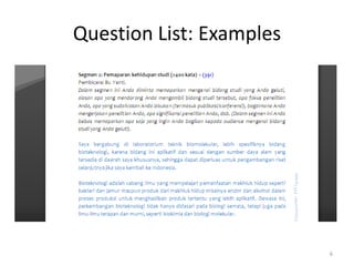Question List: Examples




                          6
 