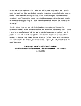 Scriptwriting evaluation | DOCX