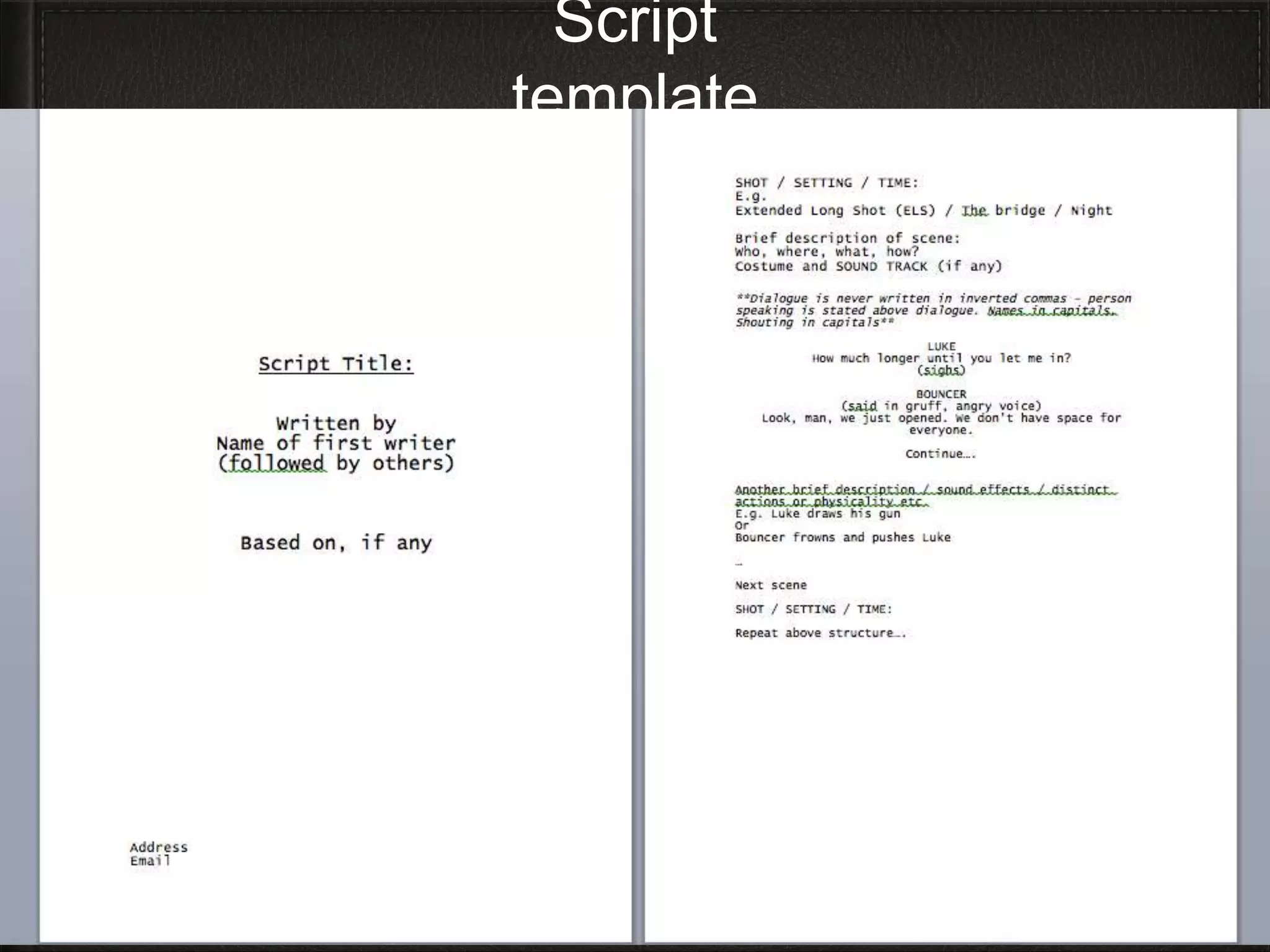 Script 
template 
 