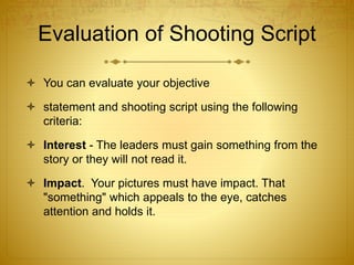 Shooting Script Objective Statement Example Scriptwriting & storyboarding simplified | PPTX