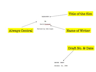 Title of the film Name of Writer Always Central Draft No. & Date
