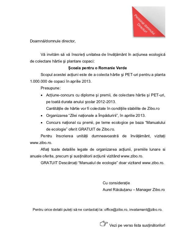 Scrisoare pentru directori