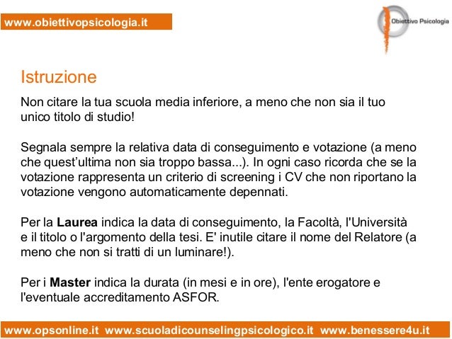 Webinar Come Scrivere Il Proprio Curriculum Vitae La