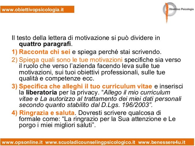 lettera di motivazione